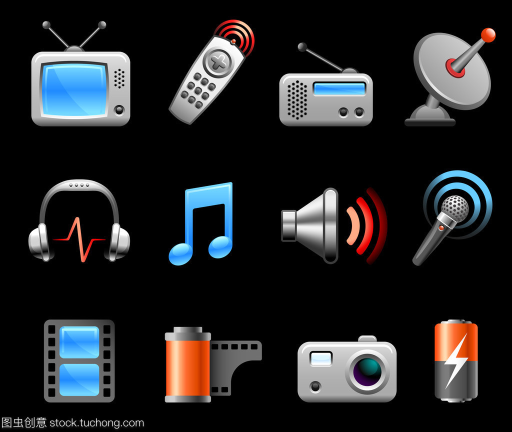 電子產(chǎn)品與媒體圖標(biāo) 現(xiàn)代數(shù)字生活的視覺象征